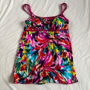 Catalina One Piece Swimsuit Colorful Attached Skirt Women's Size XL (16-18)